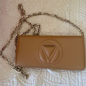 Valentino Beige Leather Clutch with Chain